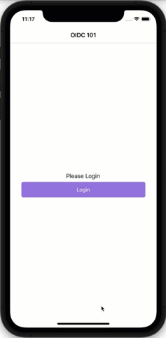 Animated screen flow of the login process in the Xamarin Forms app.