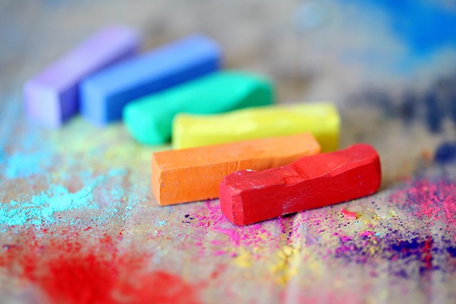 A picture containing colour crayons