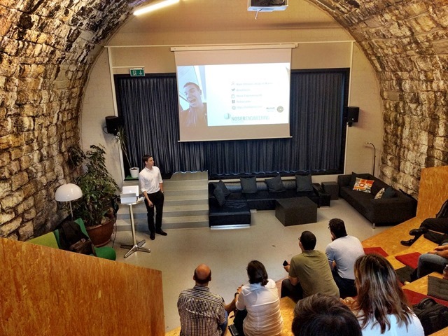 Image of my talk at our great location at the impact hub.